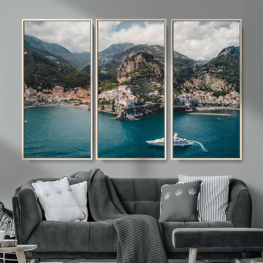Amalfi Coast Wall Art | Framed Italian Seaside Canvas