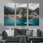 Amalfi Coast Wall Art | Framed Italian Seaside Canvas