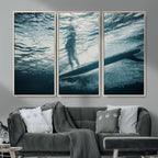 Underwater Surf Wall Art | Framed Ocean Wave Canvas Artwork