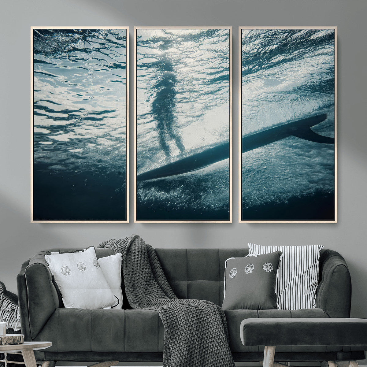 Underwater Surf Wall Art | Framed Ocean Wave Canvas Artwork