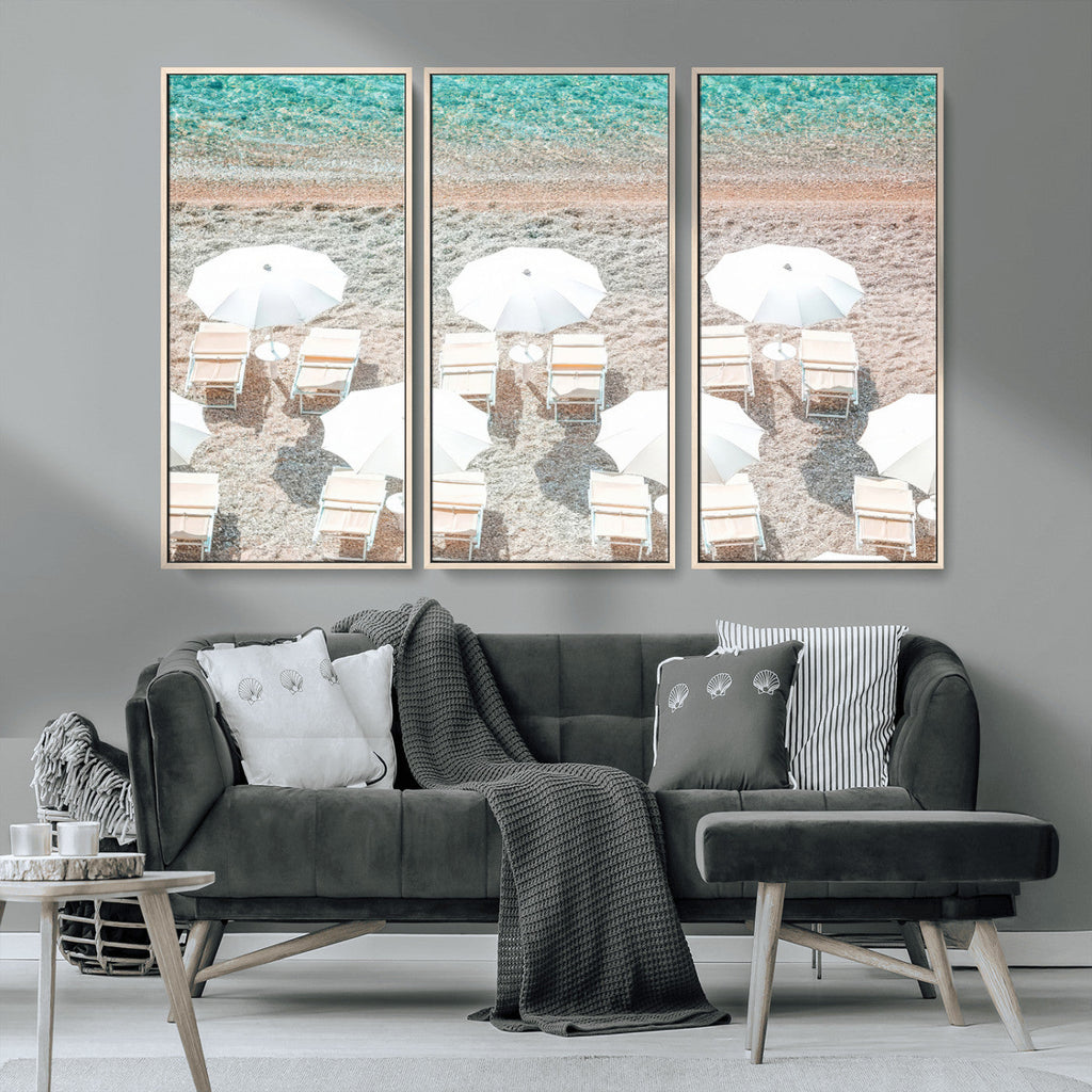 Calm Beach Wall Art | Framed Turquoise Water Canvas Artwork