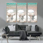 Calm Beach Wall Art | Framed Turquoise Water Canvas Artwork