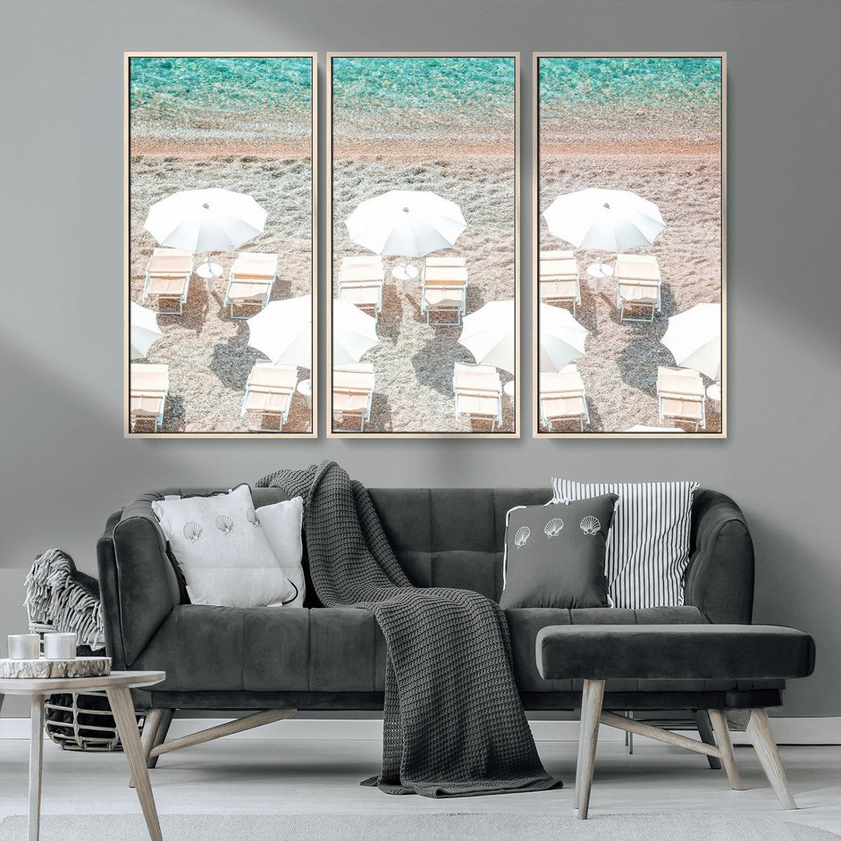 Calm Beach Wall Art | Framed Turquoise Water Canvas Artwork