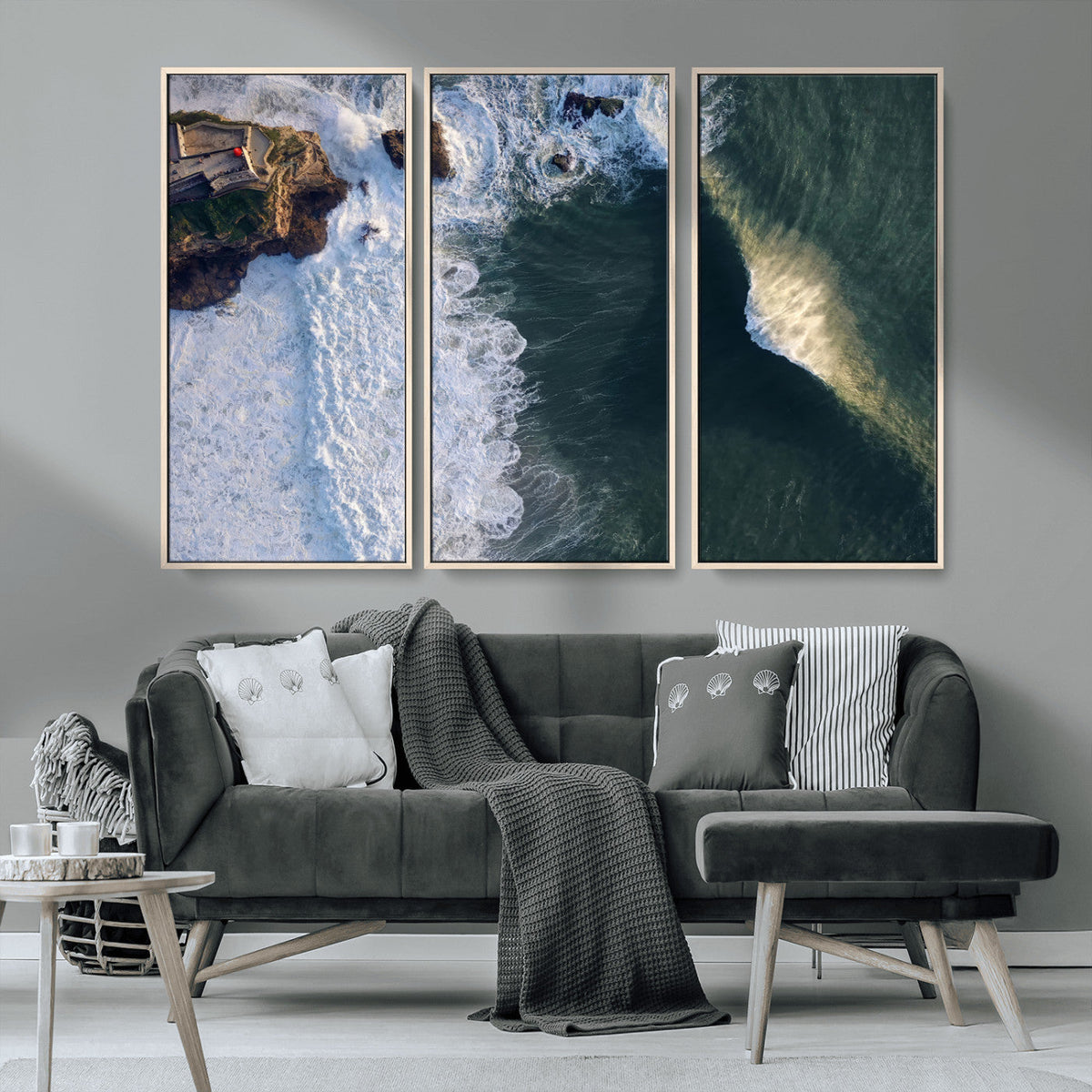 Ocean Wave Wall Art | Aerial Coastal View Canvas Artwork