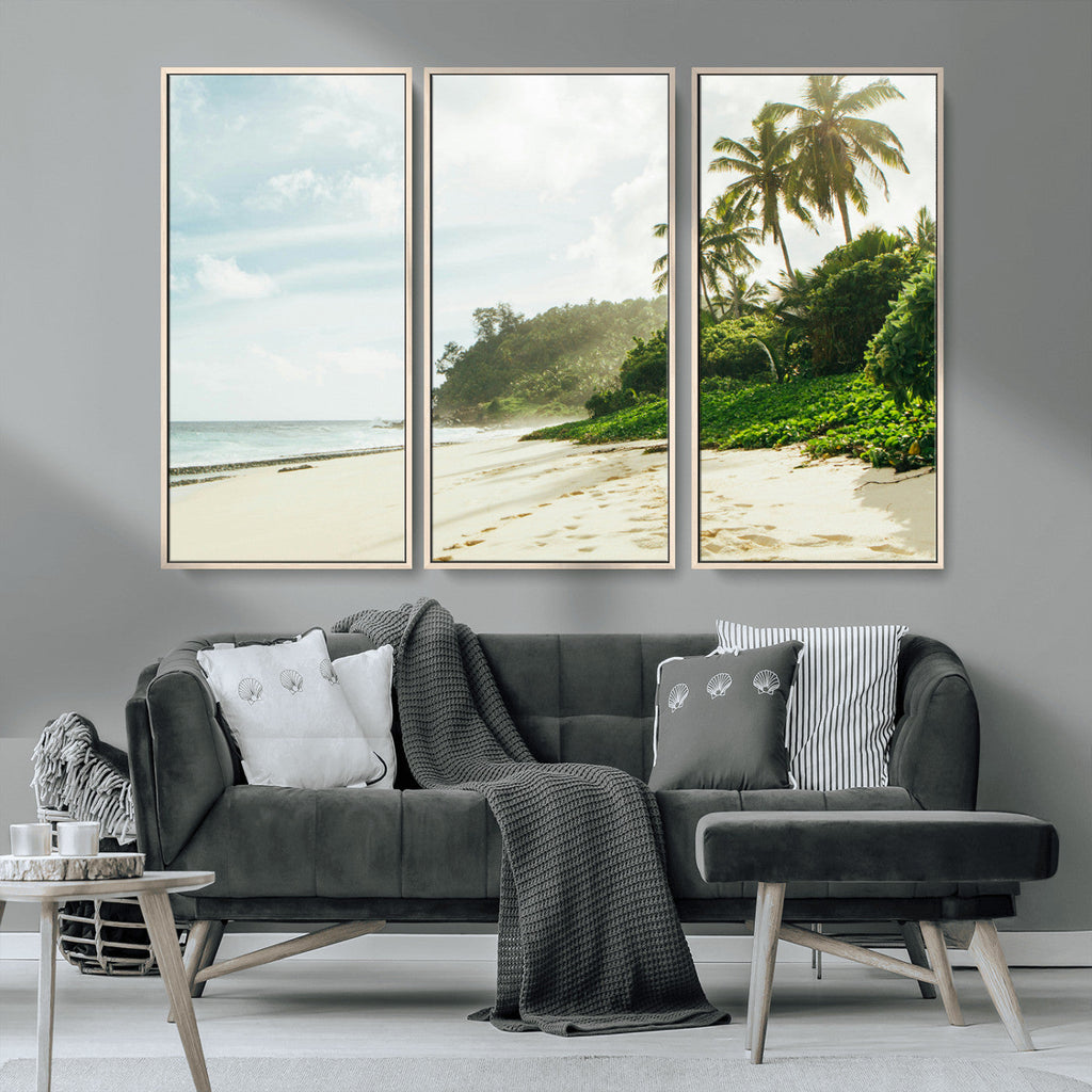 Relaxing Beach Wall Art Canvas Print, Framed Ocean View Coastal Serenity