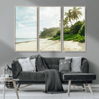 Relaxing Beach Wall Art Canvas Print, Framed Ocean View Coastal Serenity