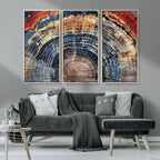 Tree Rings Wall Art Canvas Print, Framed Petrified Wood Modern Rustic