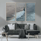 Ocean Waves Wall Art Canvas Print, Framed Coastal Serenity Surf Scene