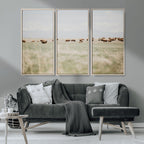Bison Herd Wall Art Canvas Print, Framed Western Ranch Nature Scene