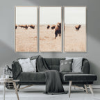 Bison Herd Wall Art Canvas Print, Framed Western Prairie Serenity