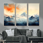 Warm Clouds Abstract Mountain Wall Art, Modern Landscape Canvas Print