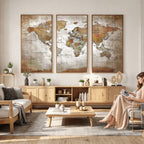 Vibrant Watercolor World Map Canvas Wall Art | Framed Travel Map