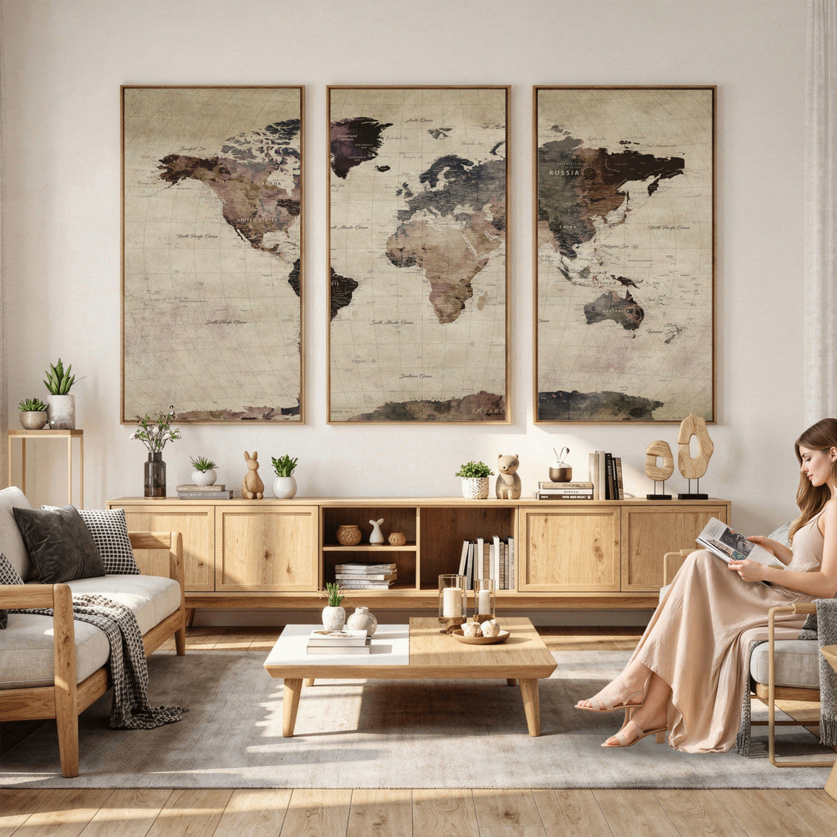 World Map Canvas Print, Detailed Map of the World, Adventure Gift for Couples and Anniversaries