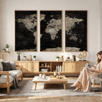 Detailed World Map Wall Art Print | Large Framed World Map Canvas