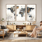World Map Wall Art Canvas Print for Office Wall Decor