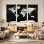 World Map Canvas Print | Framed Push Pin Wall Art, Color Splash Travel Map