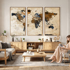 World Map Canvas Art Print | Framed Travel Map Wall Art
