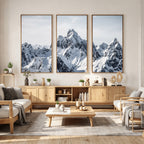 Snowy Mountain Range Canvas Print, Alpine Peaks Landscape Wall Art