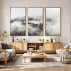 Foggy Forest Wall Art Canvas Print, Misty Pine Tree Landscape