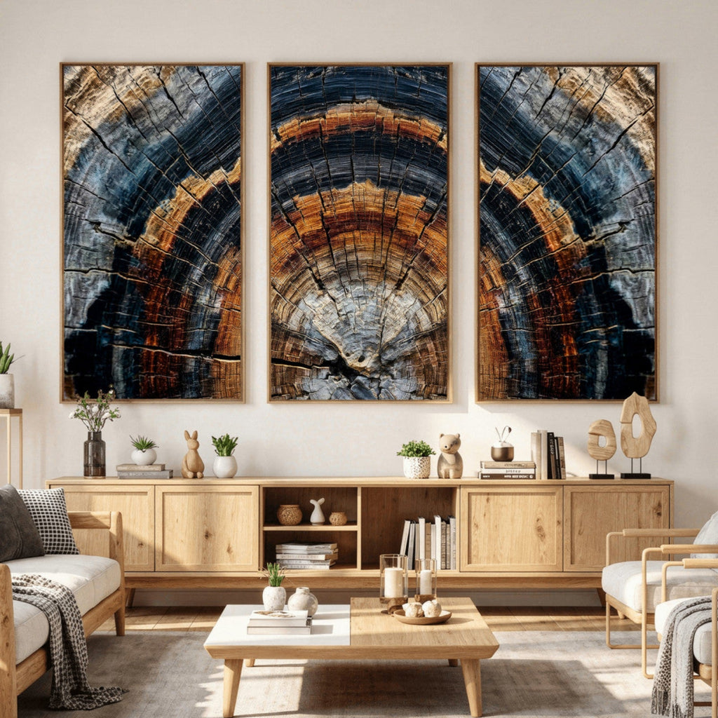 Abstract Wood Grain Canvas Print, Tree Ring Pattern Wall Art, Extra Large Living Room Wall Decor