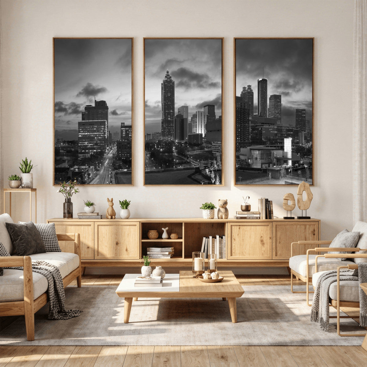 Atlanta Skyline Wall Art Canvas Print, Atlanta Downtown Night Cityscape