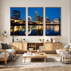 Austin Skyline Wall Art Canvas Print, Austin Downtown Night Cityscape