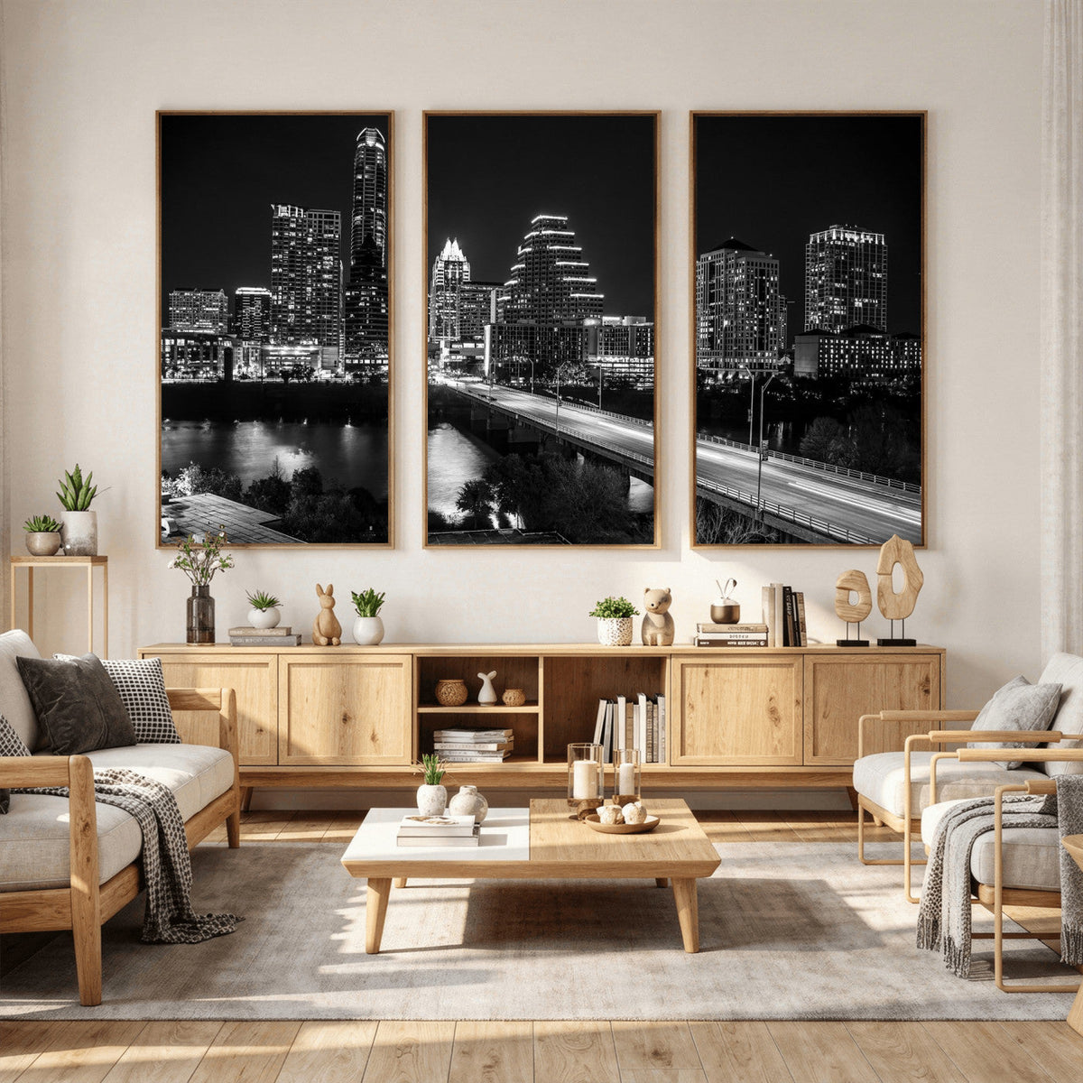 Austin Skyline Wall Art Canvas Print, Austin Downtown Night Cityscape