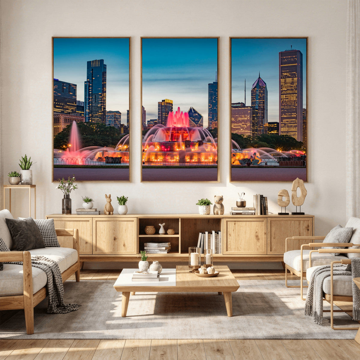 Chicago Wall Art Canvas Print - Chicago City Downtown Night Cityscape