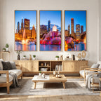 Chicago Wall Art Canvas Print, Chicago City Downtown Night Cityscape