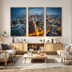 Chicago Wall Art Canvas Print - Chicago City Downtown Night Cityscape