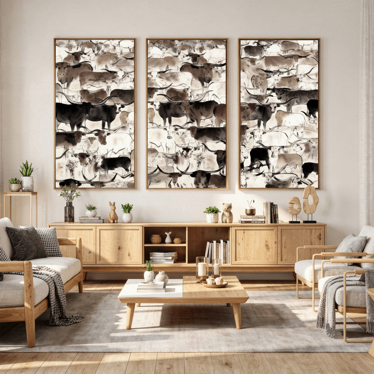 Abstract Texas Longhorn Print, Longhorn Herd Print