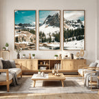 Snowy Mountain Wall Art Canvas Print, Alpine Pine Forest