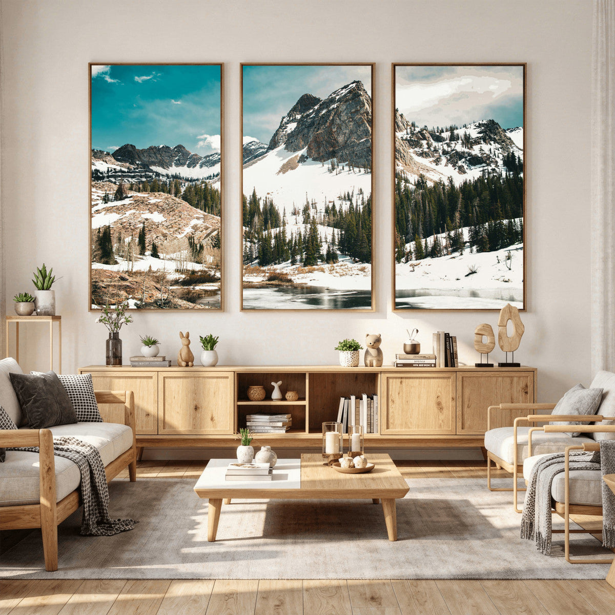 Snowy Mountain Wall Art Canvas Print, Alpine Pine Forest