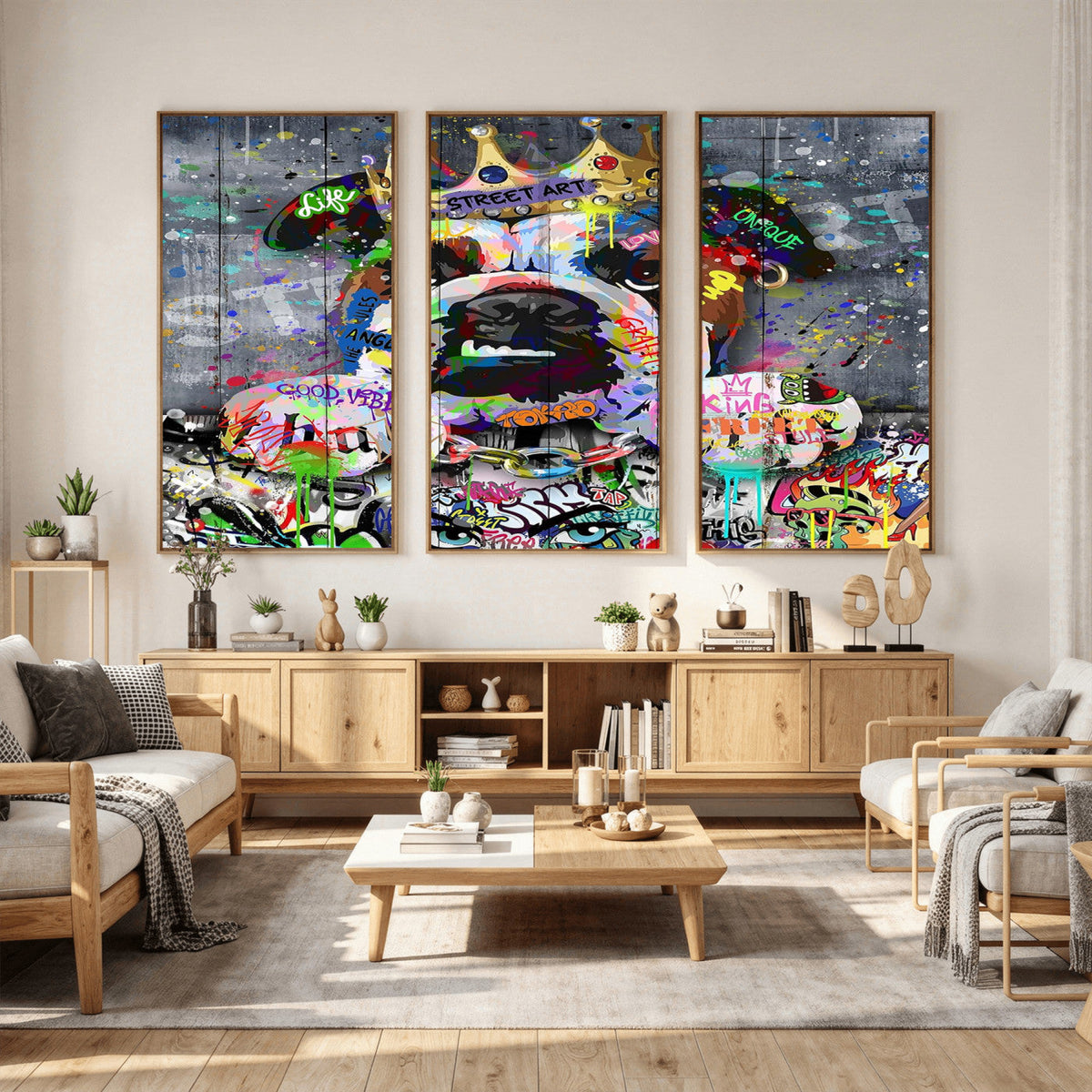 Graffiti Dog Wall Art Decor for Teen Bedroom | Abstract Graffiti Animal Canvas