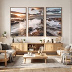 Rocky Coast Ocean Sunset Wall Art Canvas Print, Dramatic Seascape Nature Decor