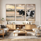 Texas Longhorn Bull Rustic Wall Art Canvas Print