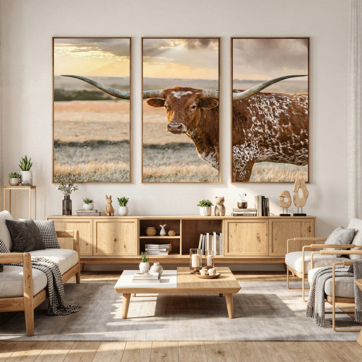 Texas Longhorn Wall Art Canvas Print, Western Ranch Bull Photography