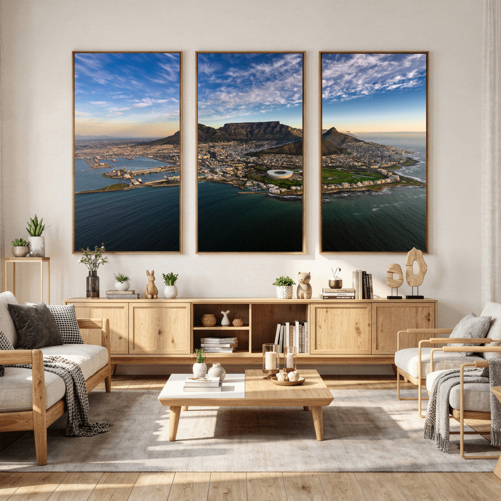 Cape Town Wall Art Canvas Print | Table Mountain Coastal Skyline Panorama