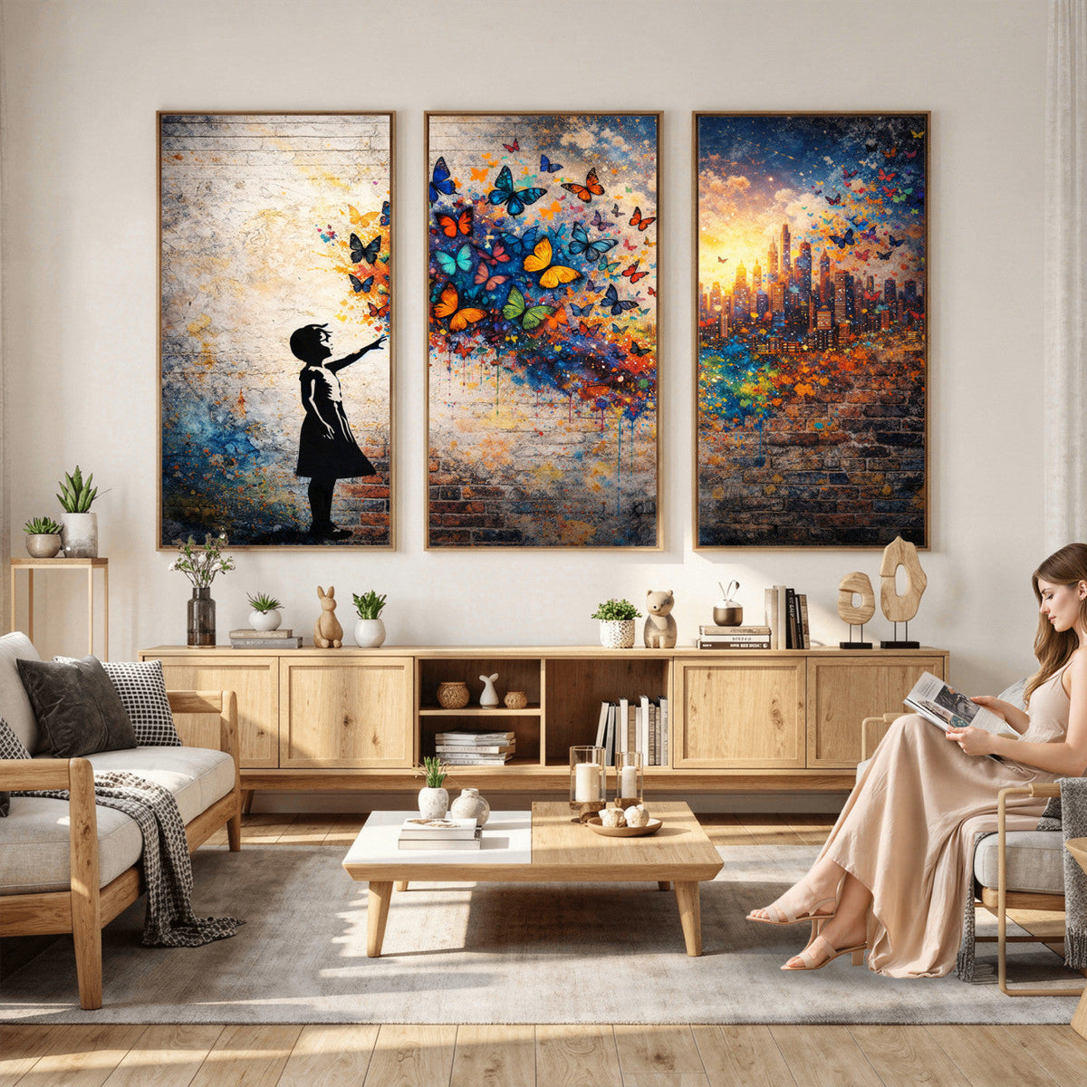 Banksy Girl Wall Art Canvas Print for Living Room Decor