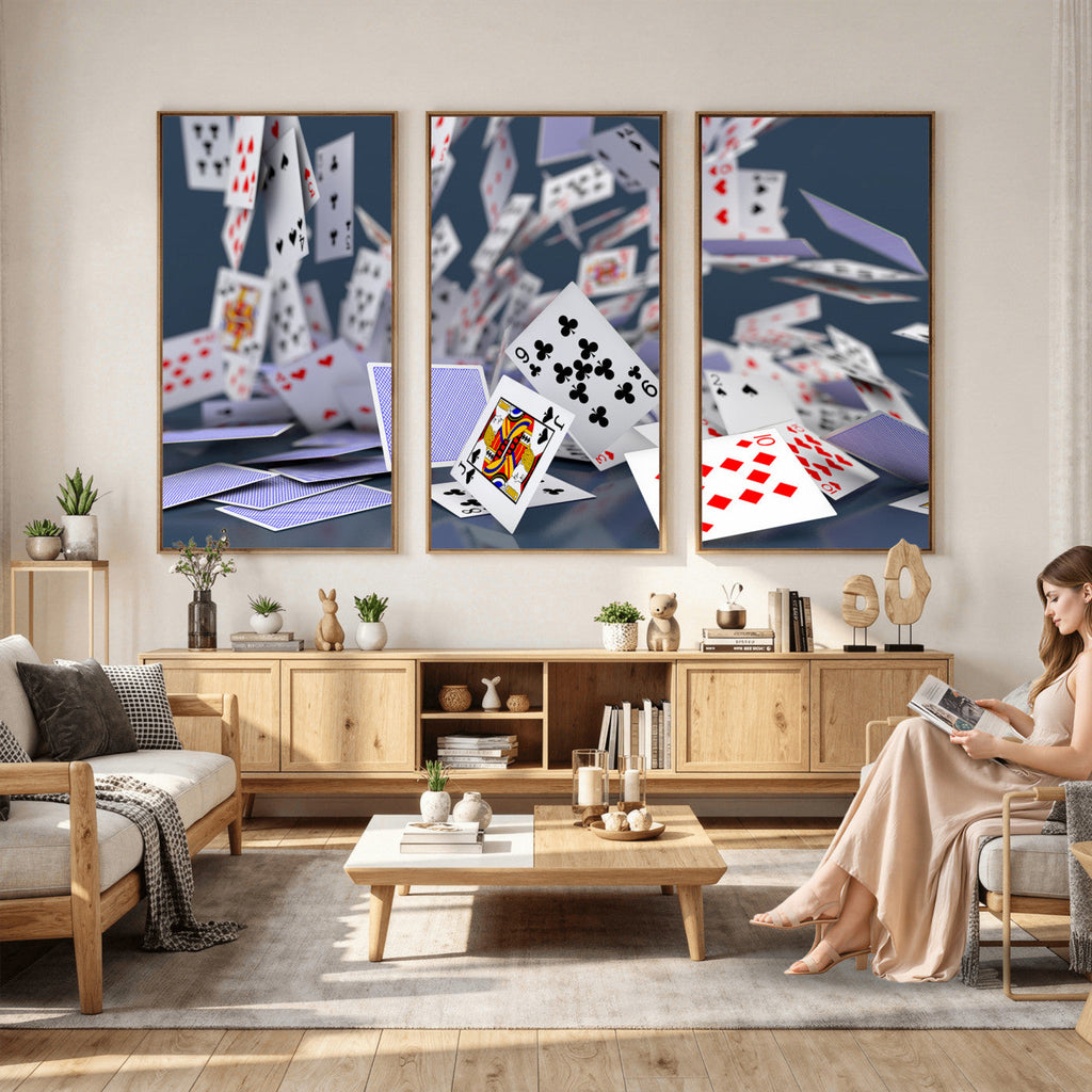 Playing Cards Canvas Wall Art | Casino Game Room Decor
