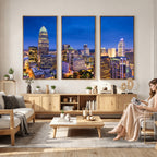 Charlotte Skyline Canvas Wall Art Print | North Carolina Cityscape