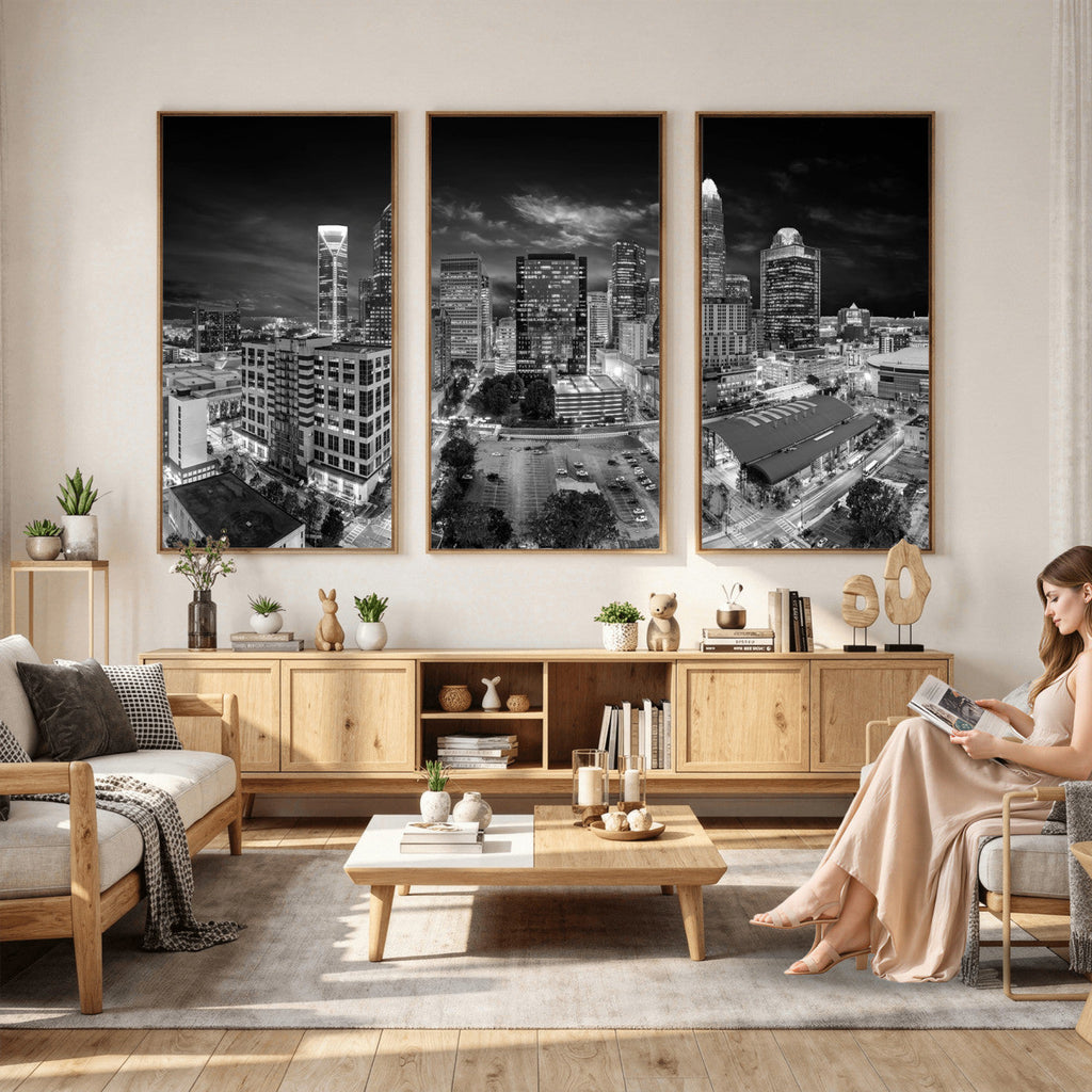 Charlotte Skyline Canvas Wall Art Print | North Carolina Cityscape
