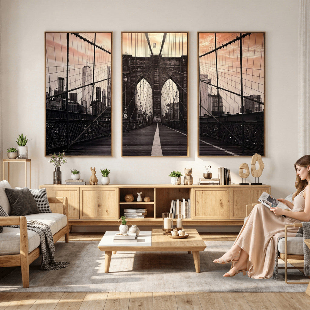 Brooklyn Bridge Canvas Wall Art, New York City Skyline Photography