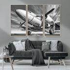 Vintage Airplane on Runway Canvas Print