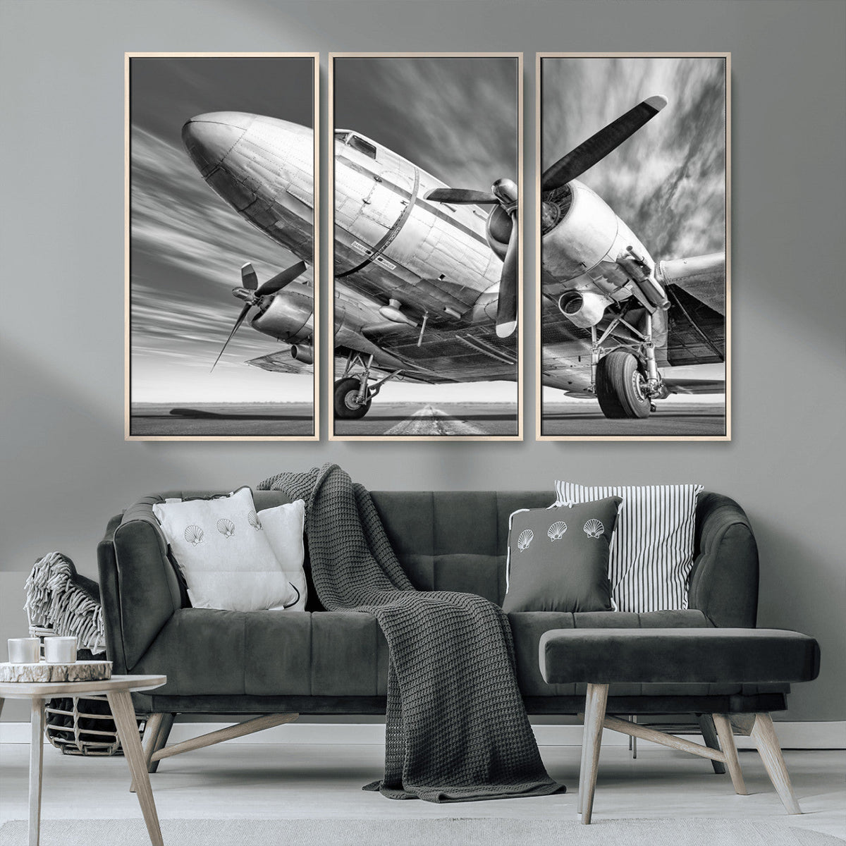 Vintage Airplane on Runway Canvas Print