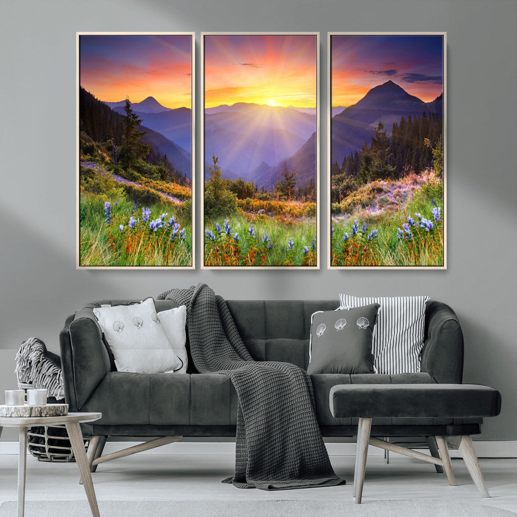 Mountain and Spring Wall Art Canvas Print