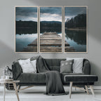 Wooden Bridge Near Lake Wall Art Canvas Print