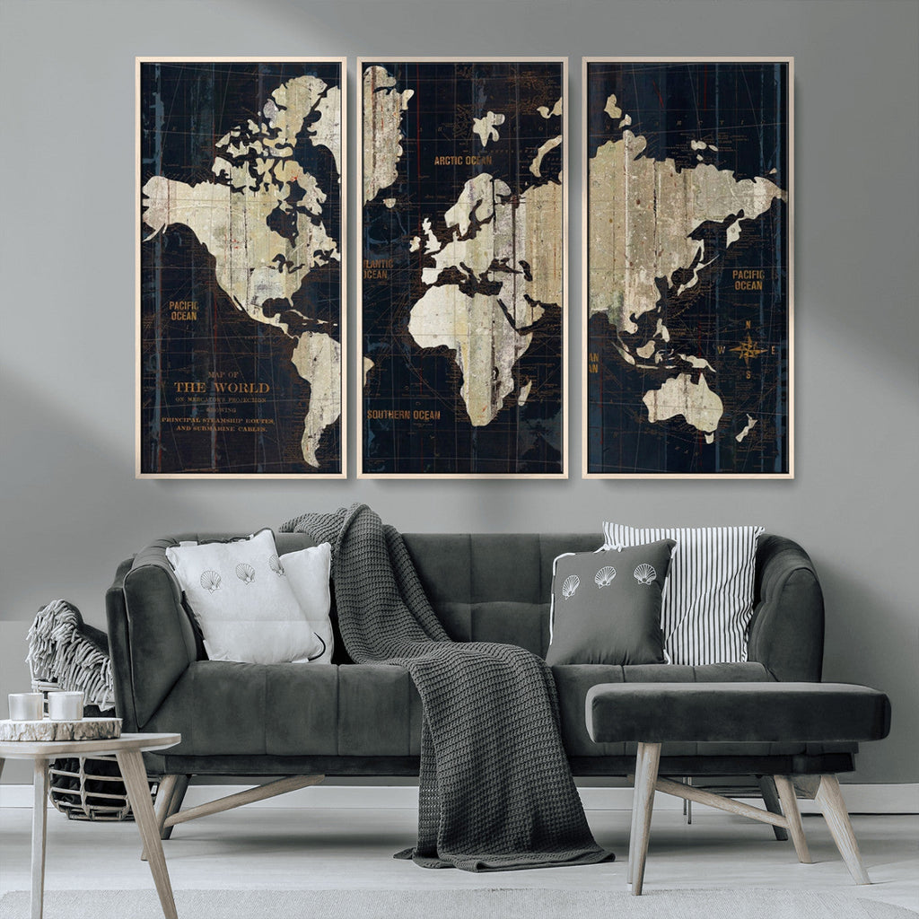 Antique Old World Map Wall Art Canvas Print