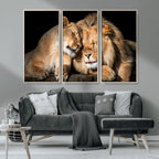 Lion and Lioness Wall Art Canvas Print | African Wildlife Animal Art