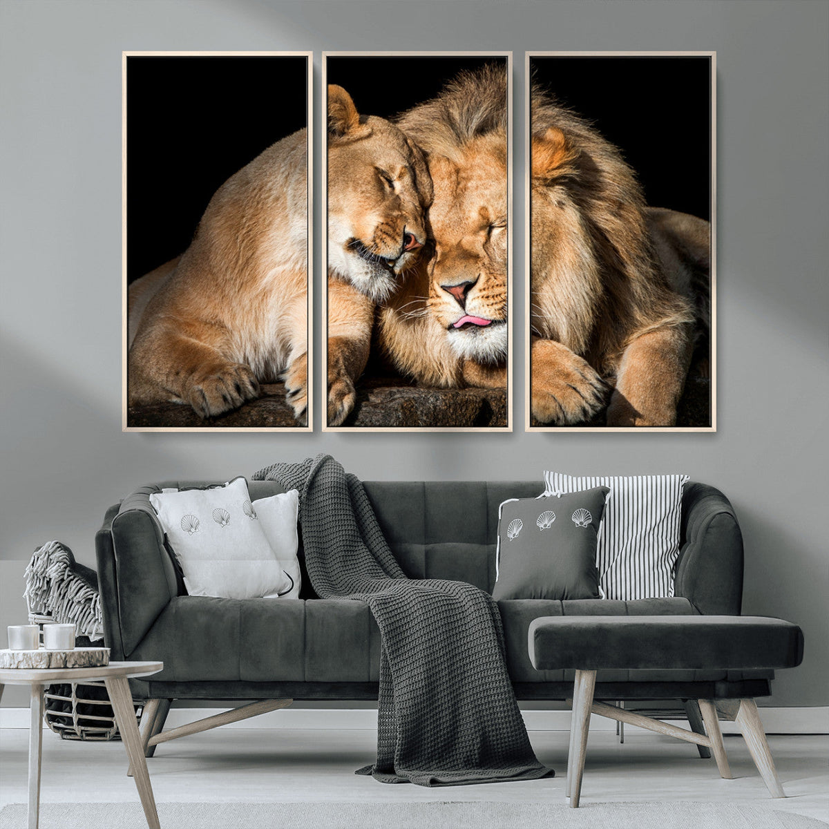 Lion and Lioness Wall Art Canvas Print | African Wildlife Animal Art